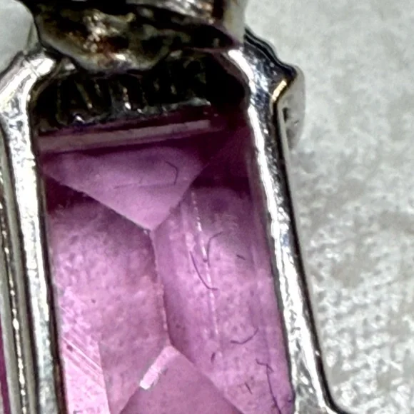 Pink and White Emerald-Cut Topaz Stud Earrings - Picture 4 of 6